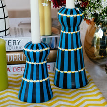 Load image into Gallery viewer, Striped Elegance- Hand Painted Candle Stand
