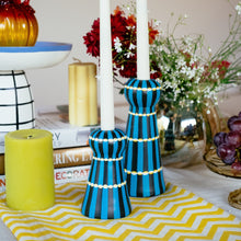 Load image into Gallery viewer, Striped Elegance- Hand Painted Candle Stand
