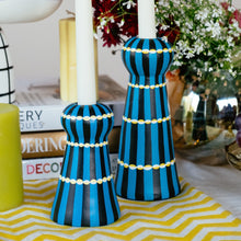 Load image into Gallery viewer, Noir &amp; Azure: Hand-Painted Candle Stands
