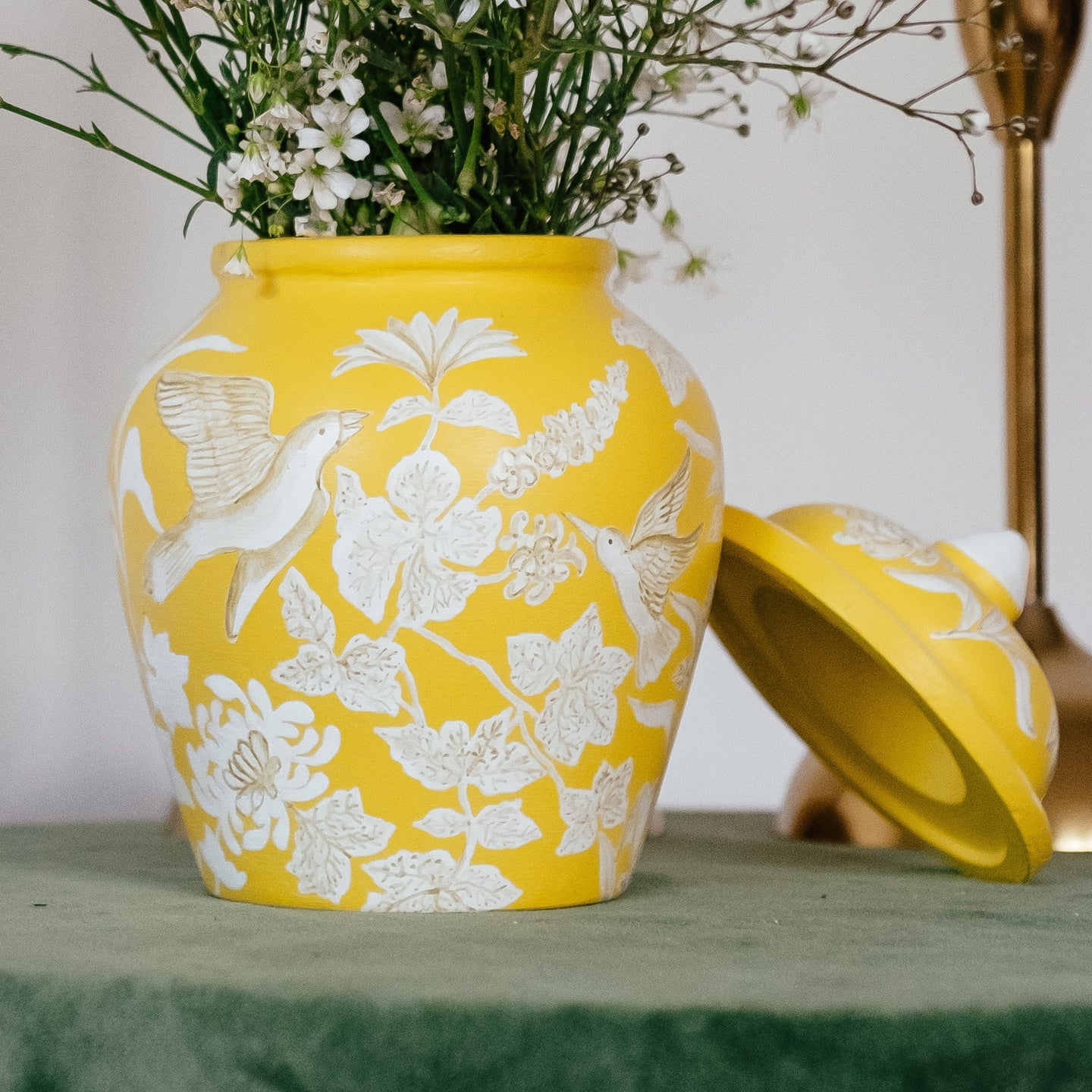 Yellow Canary Bliss: Handpainted Multi Functional Jar