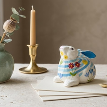 Load image into Gallery viewer, Cornflower &amp; Daisy Paper-Mache Bunny
