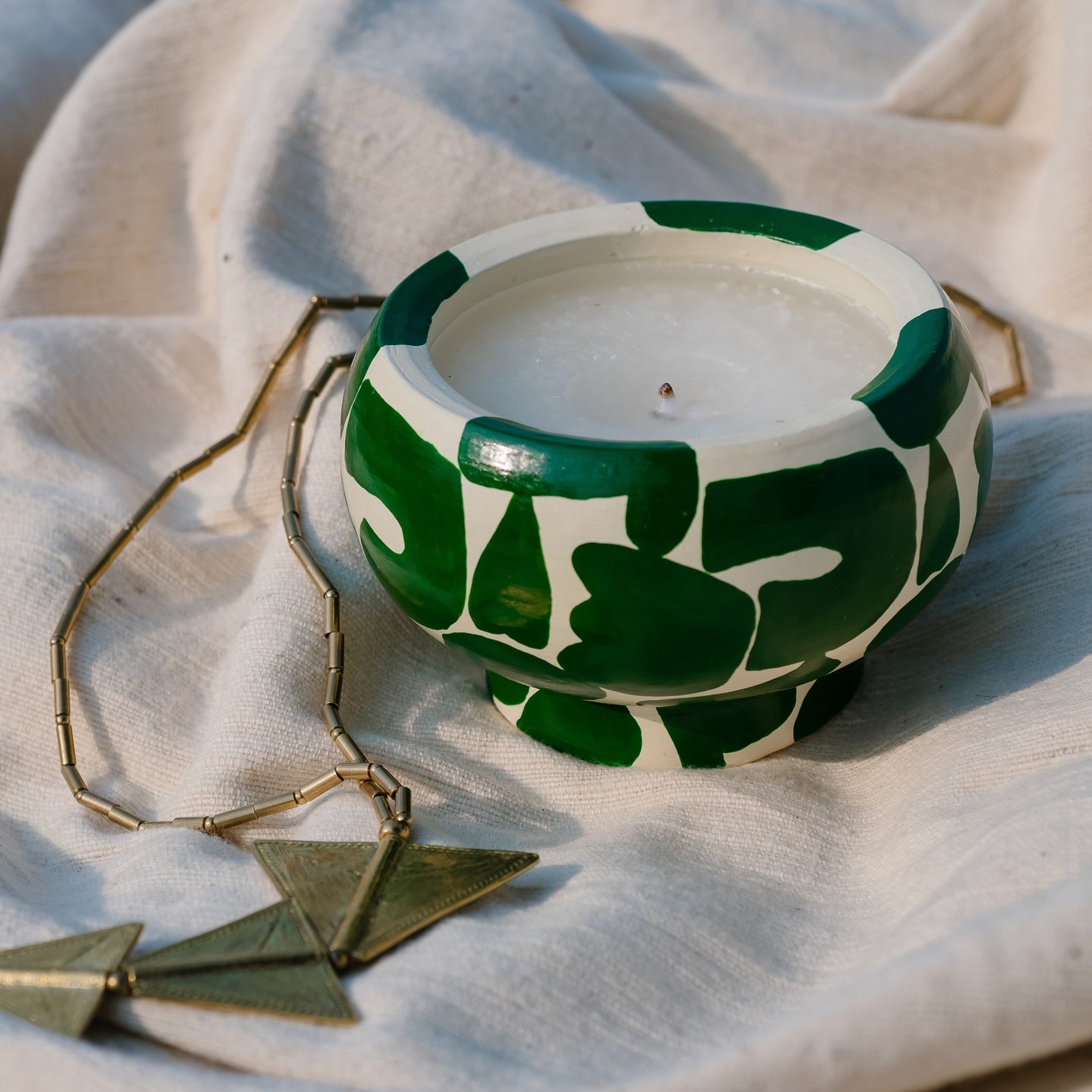 Leafy Lush handpainted Soy wax candle