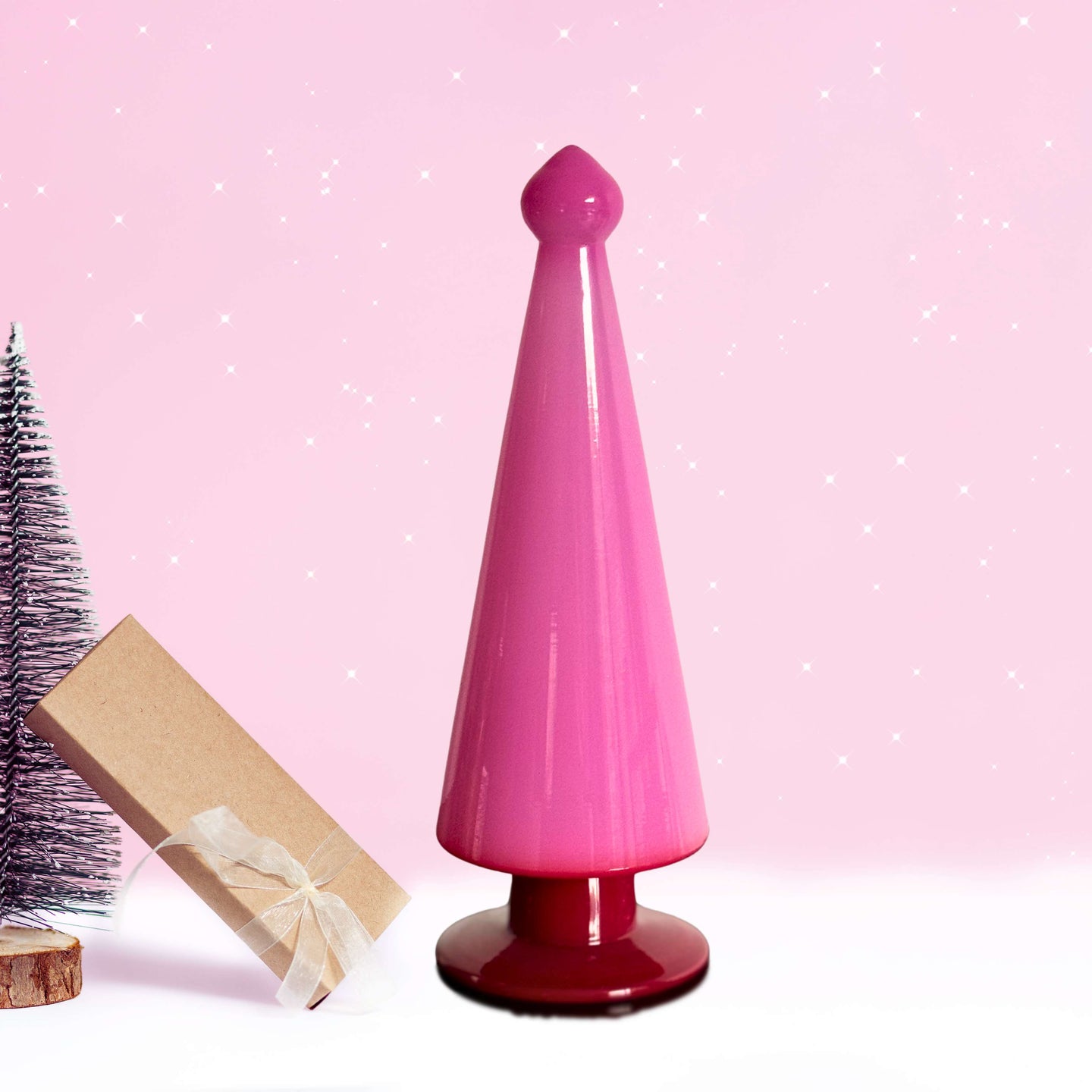 Blush Evergreen: Handcrafted Pink Glass Christmas Tree