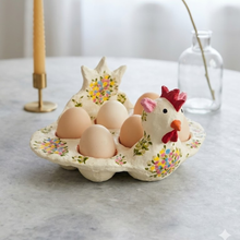 Load image into Gallery viewer, Hand-Painted Scalloped Hen Eggs Holder
