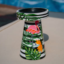 Load image into Gallery viewer, Flamingo in the Tropics- Hand painted Pillar Candle Stand
