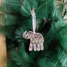 Load image into Gallery viewer, Gleaming Elephant – Handcrafted Christmas Ornament with Mirror Accents
