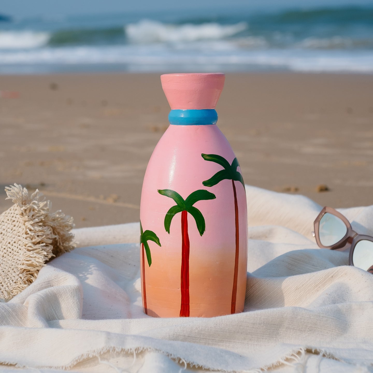 Palm trees- Summertime Calmness Handpainted Terracotta Flower Pot