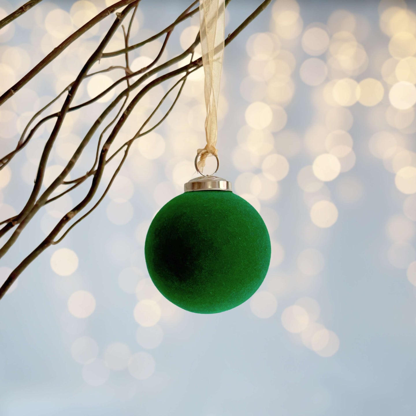 Emerald Bliss: Velvet Ball Christmas Ornament