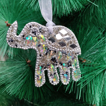 Load image into Gallery viewer, Gleaming Elephant – Handcrafted Christmas Ornament with Mirror Accents
