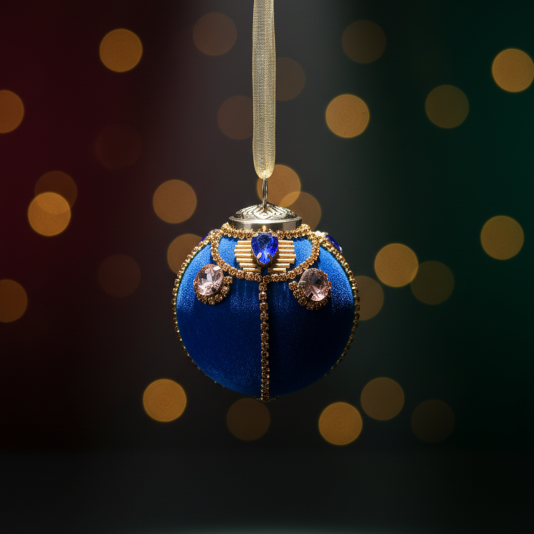 Royal Blue Velvet & Gemstone Bauble