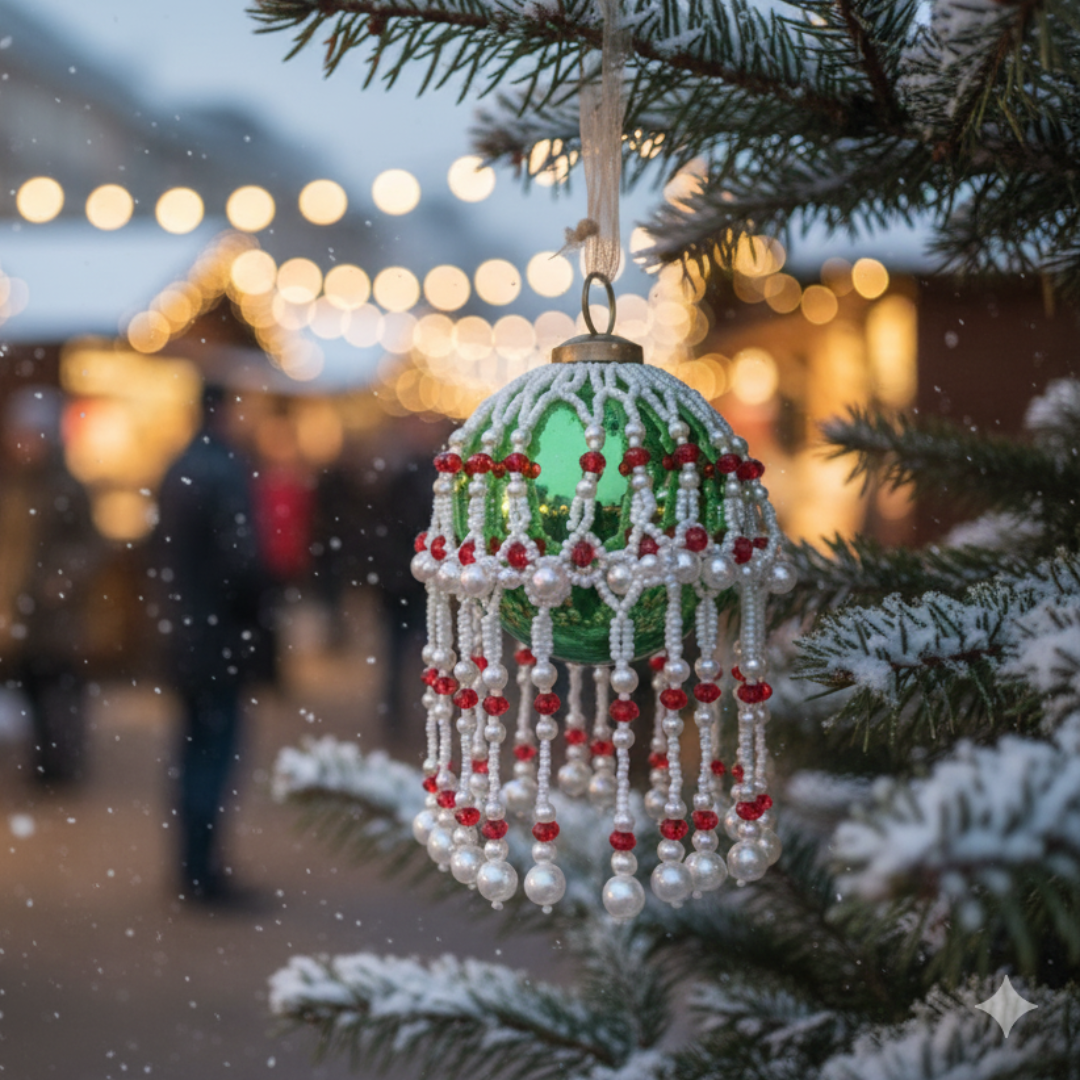 Elegant Red & Pearl Drop Ornament