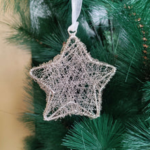 Load image into Gallery viewer, Lunar Glow– Silver Star Christmas Ornament
