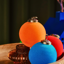 Load image into Gallery viewer, Amber Glow: Velvet Ball Christmas Ornament
