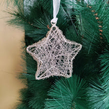 Load image into Gallery viewer, Lunar Glow– Silver Star Christmas Ornament
