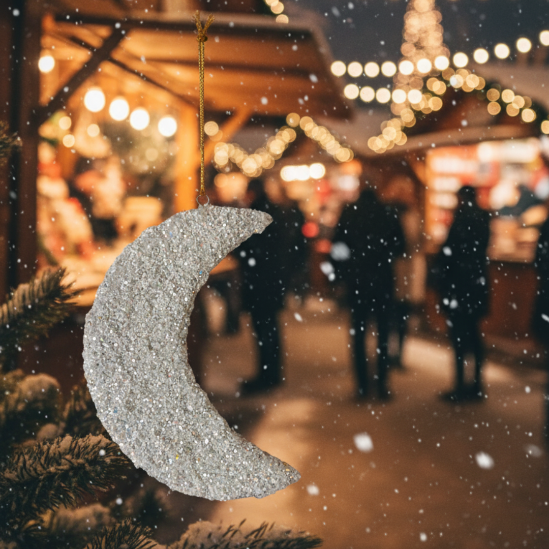Sparkling Silver moon Ornament