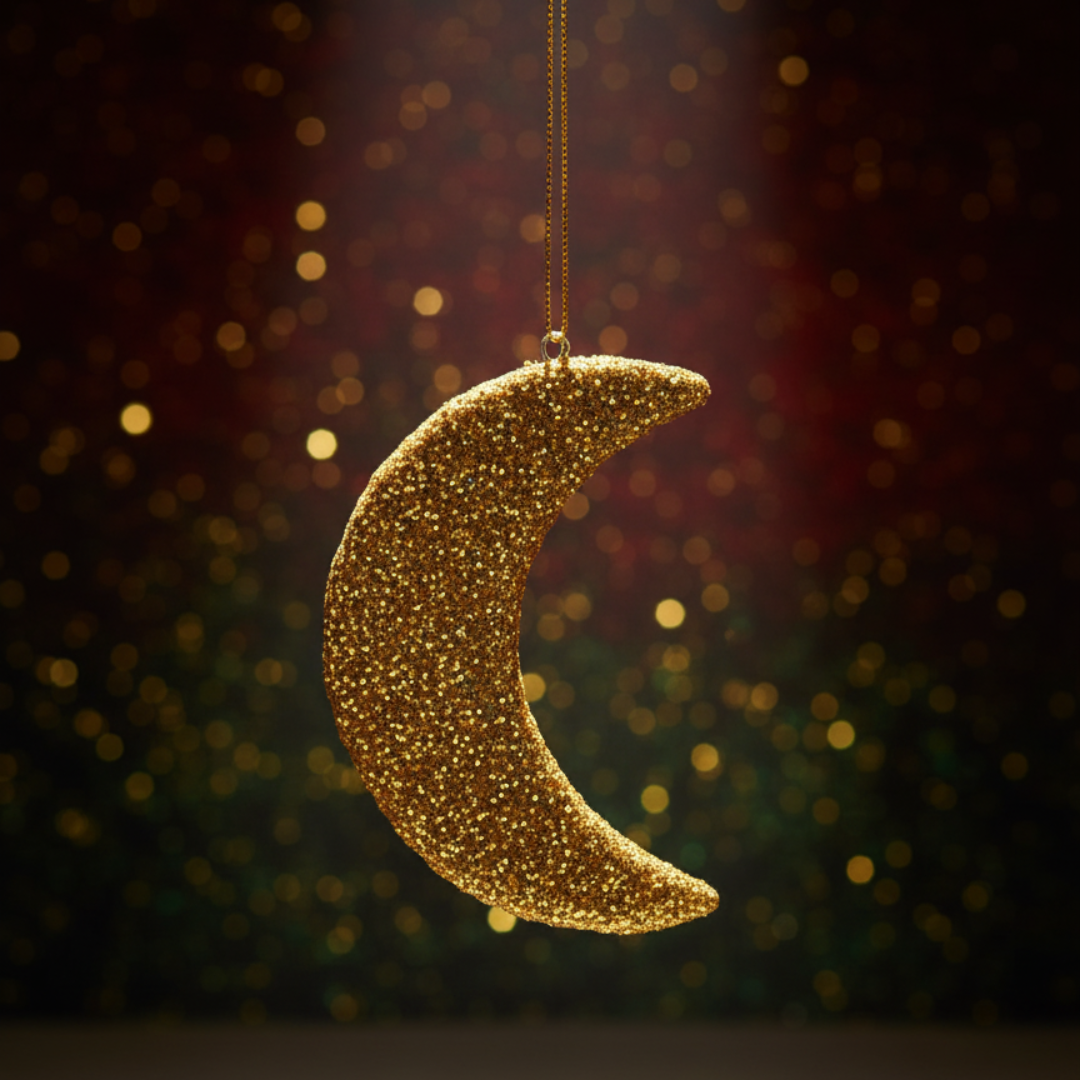 Dazzling Golden Moon Ornament