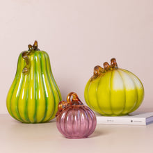 Load image into Gallery viewer, Fall Pumpkins In Green, Gold &amp; Purple- Set of 3 Pieces
