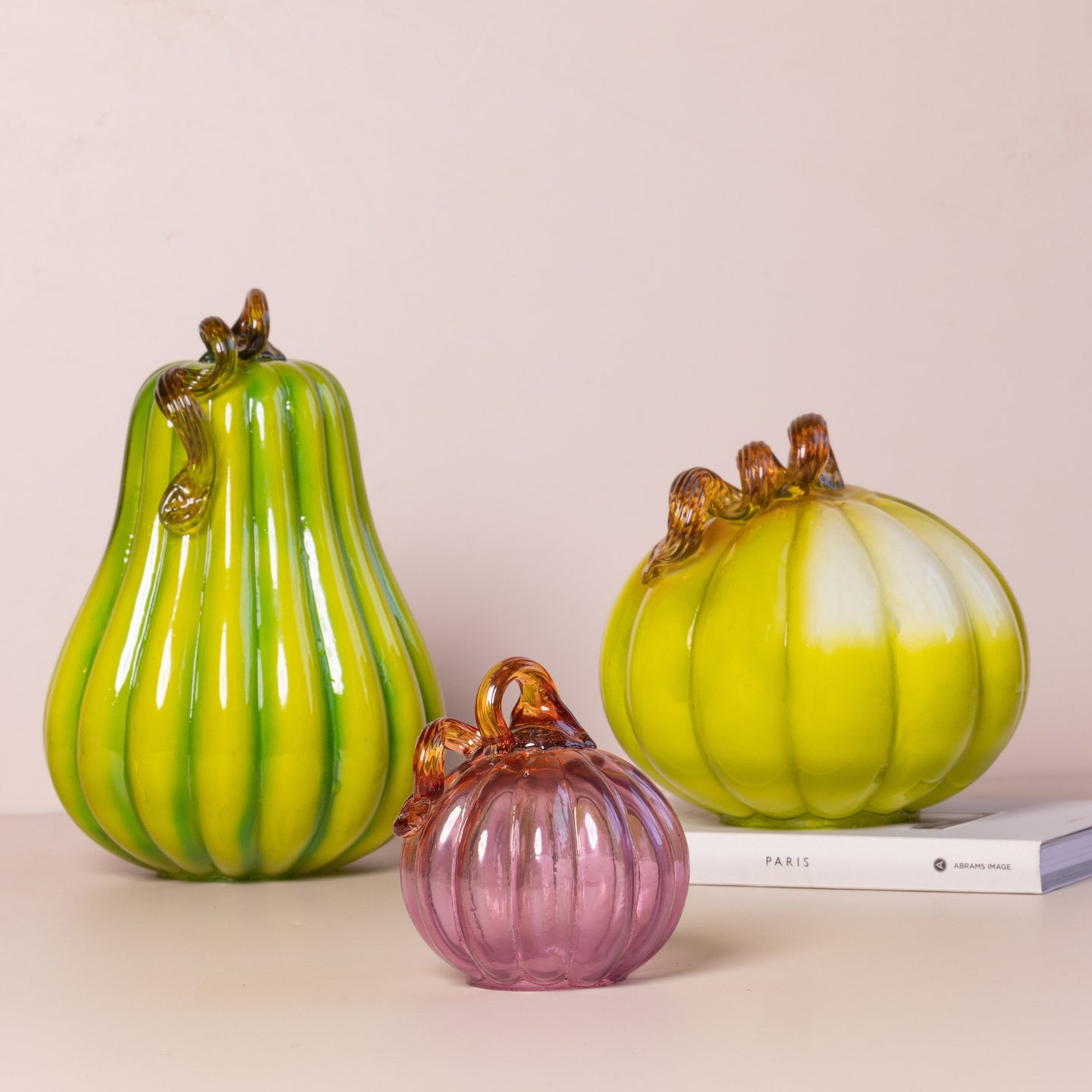 Fall Pumpkins In Green, Gold & Purple- Set of 3 Pieces