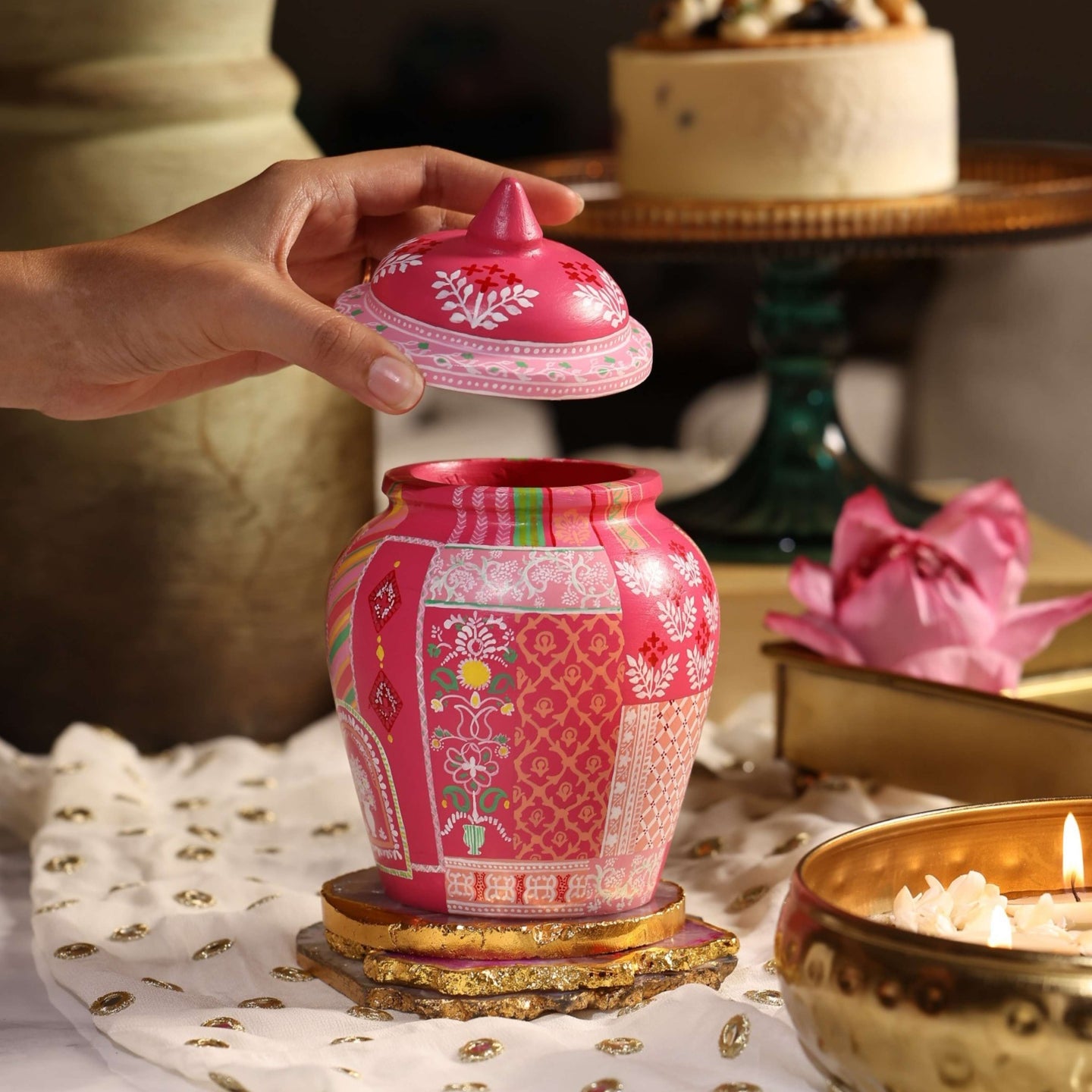 Gulab- Hand Painted Mini Ginger Jar