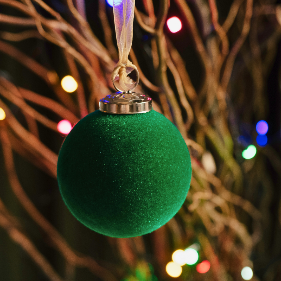 Emerald Bliss: Velvet Ball Christmas Ornament
