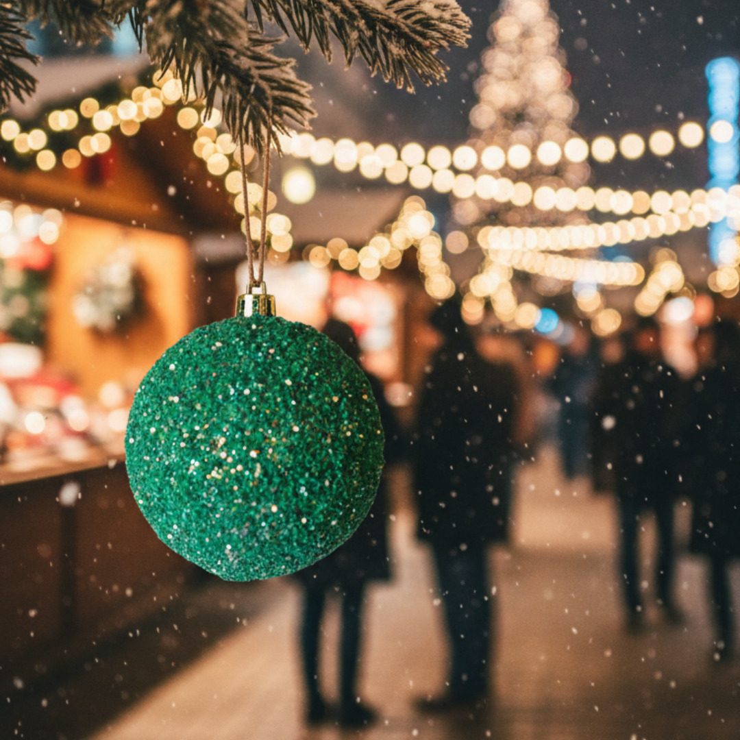 High-Sparkle pine Green Glitter Ball