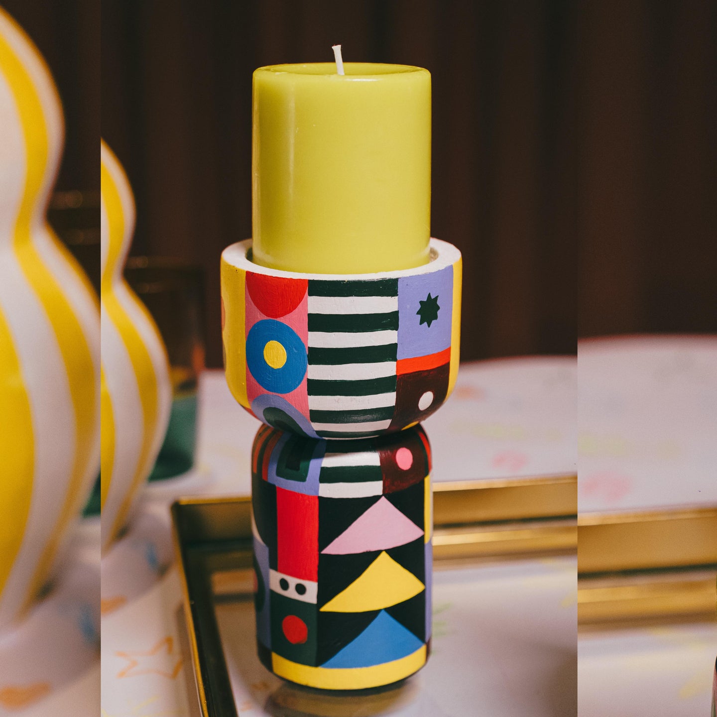 Retro Funk: Hand-Painted Candle Stand