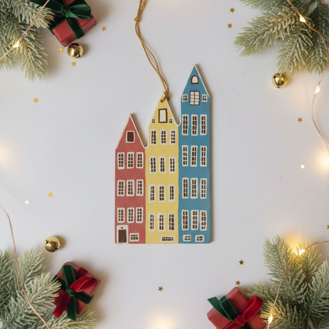 Hand-Painted MDF Triple Canal House Ornament