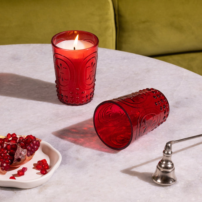 red glass votive candle
