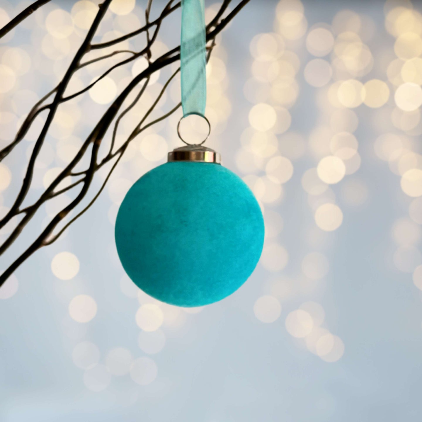 Oceanic Elegance: Velvet Ball Christmas Ornament