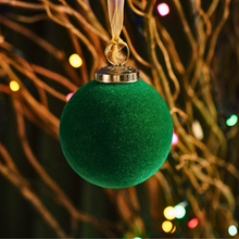 Load image into Gallery viewer, Emerald Bliss: Velvet Ball Christmas Ornament
