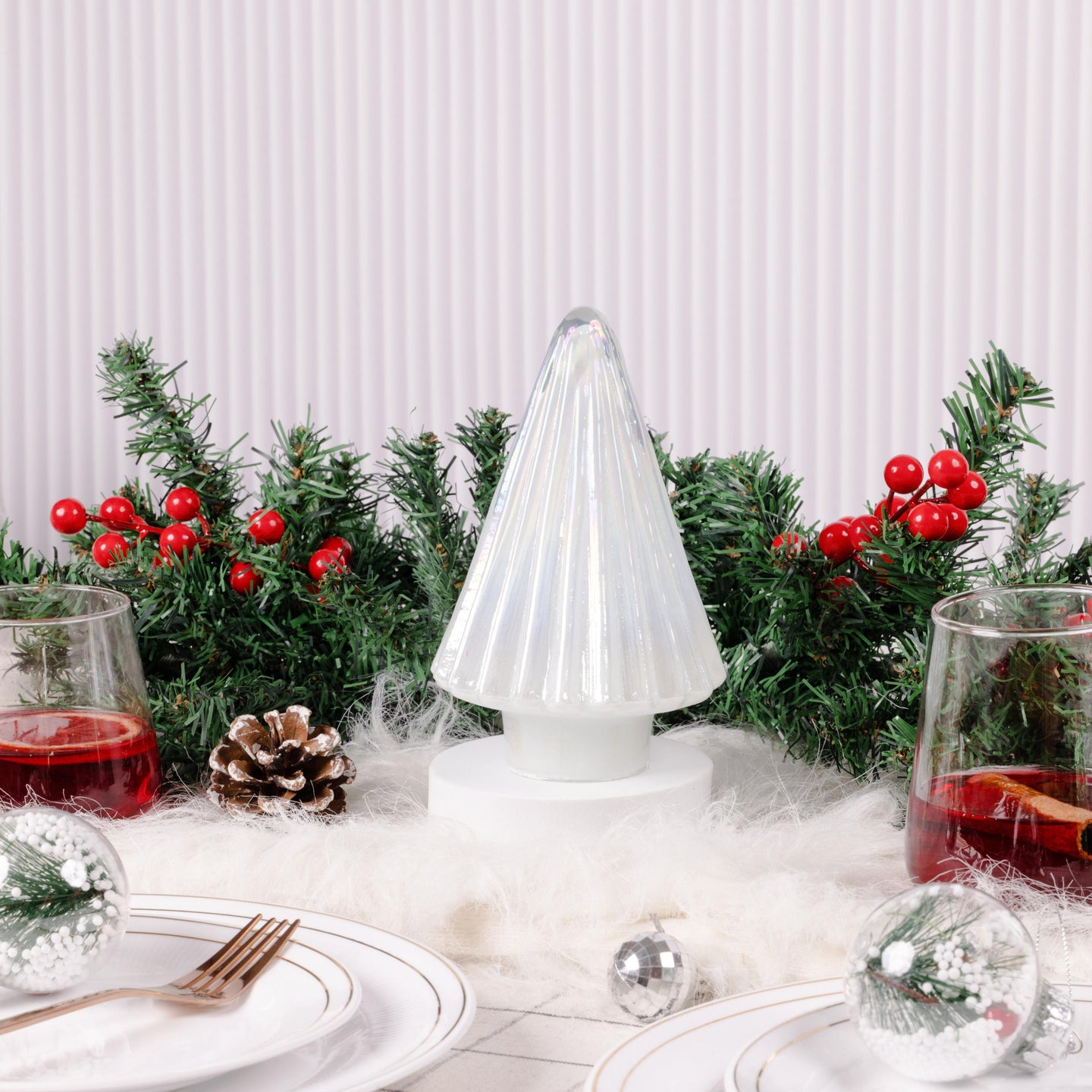 Pristine White Glass Christmas Tree