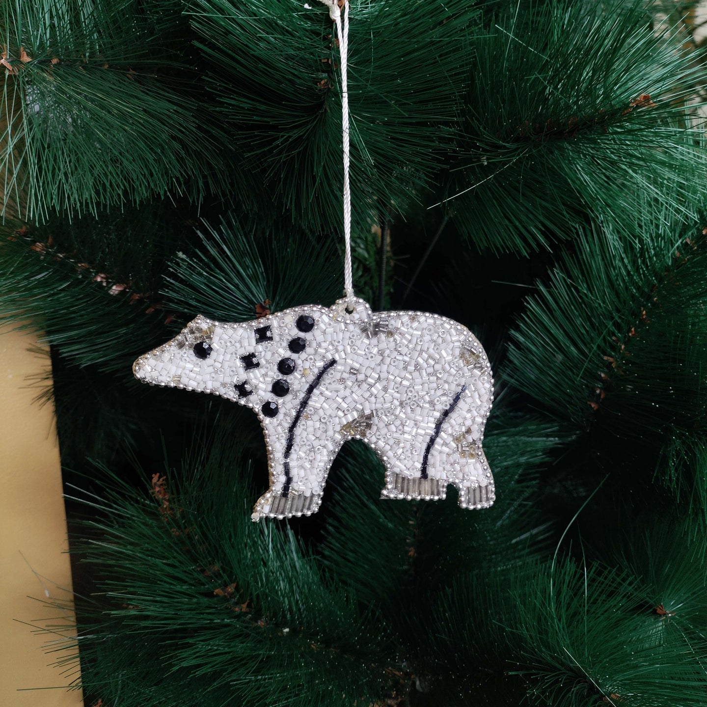 Frosty Polar Bear Charm in White Handrafted Christas Ornament