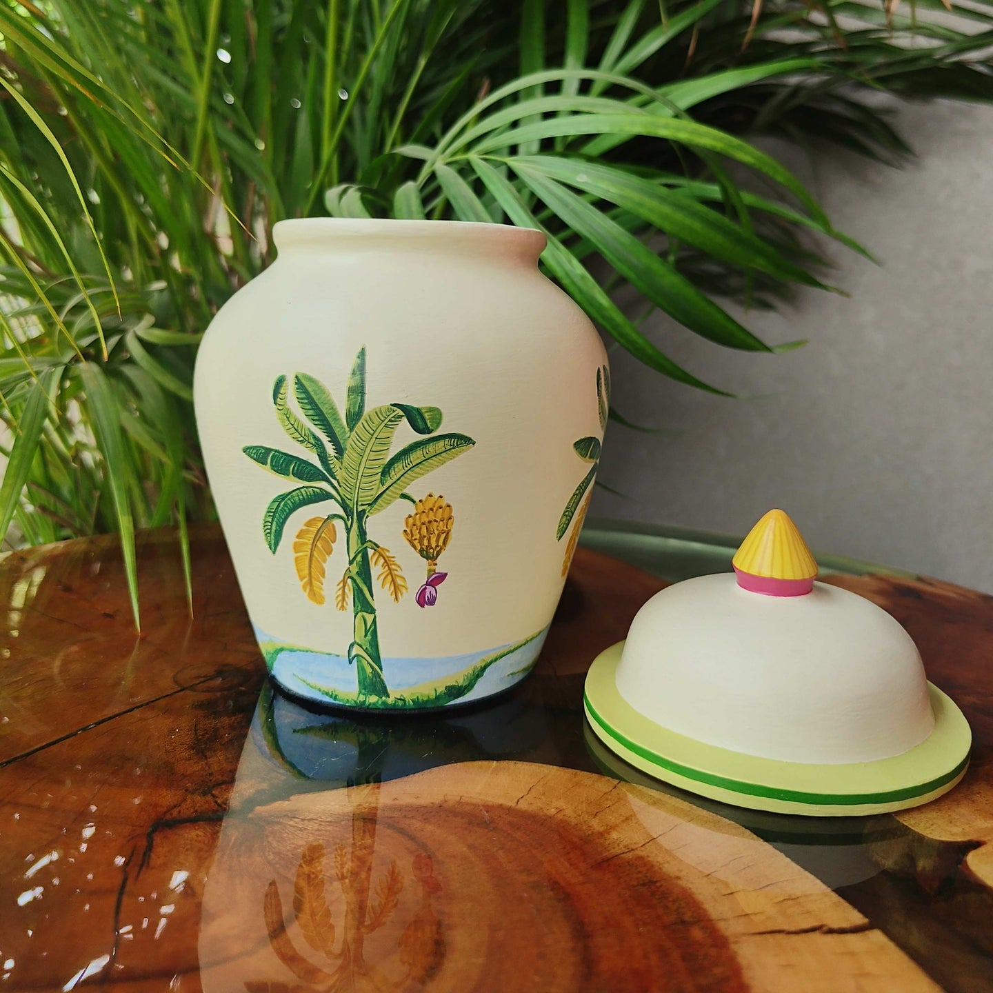 Floral Reverie in Clay: Handpainted Ginger Jar/ Flower Vase