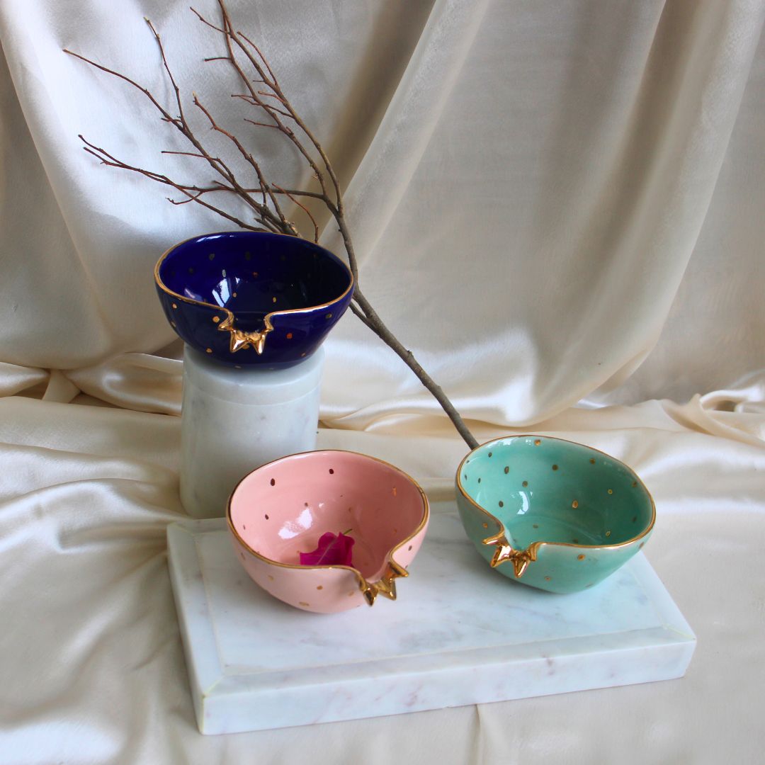 Pomegranate Bowls Set of 3 in Multicolor