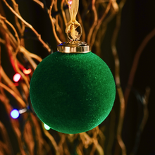 Load image into Gallery viewer, Emerald Bliss: Velvet Ball Christmas Ornament
