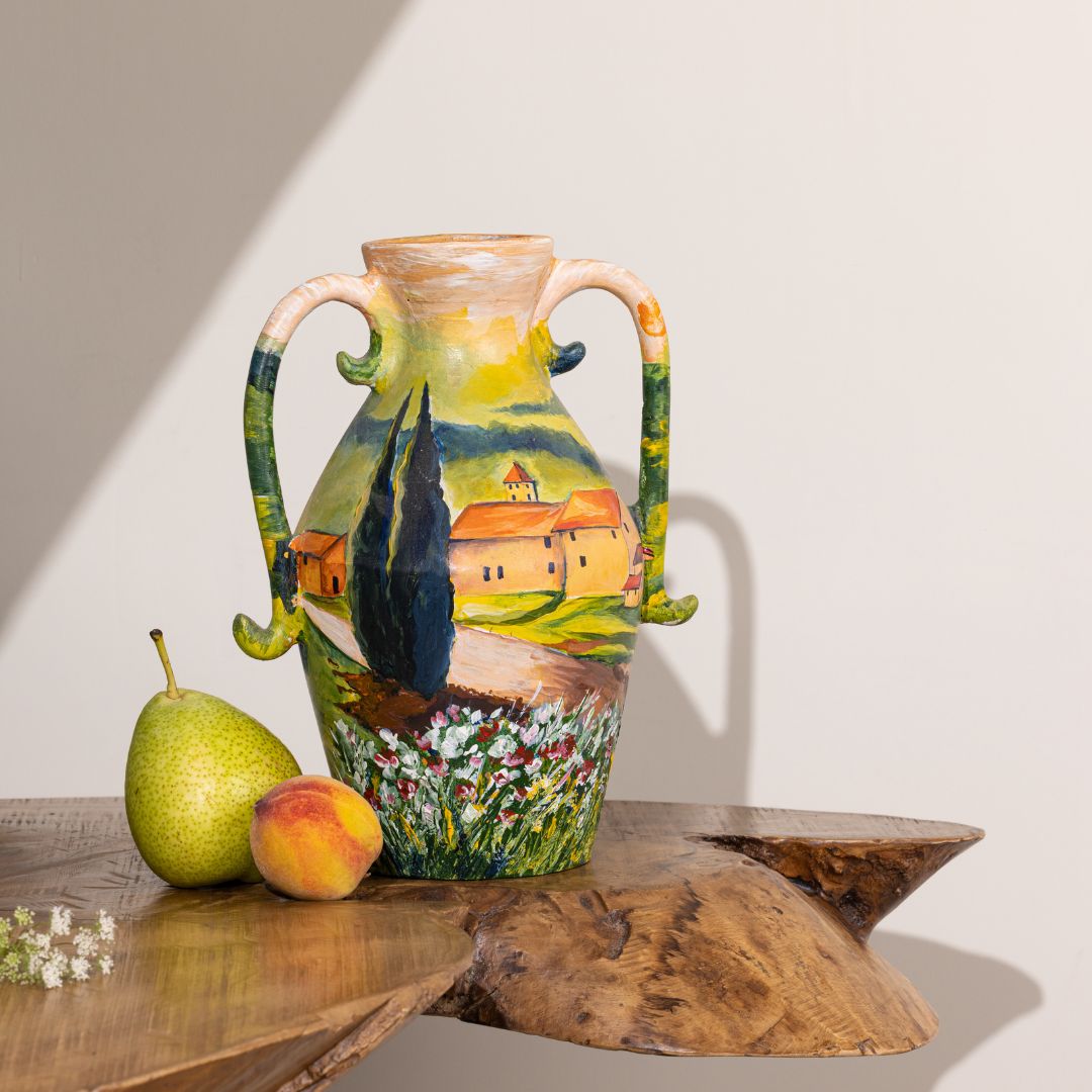 Chianti Sunset - Hand painted Terracotta Flower Pot