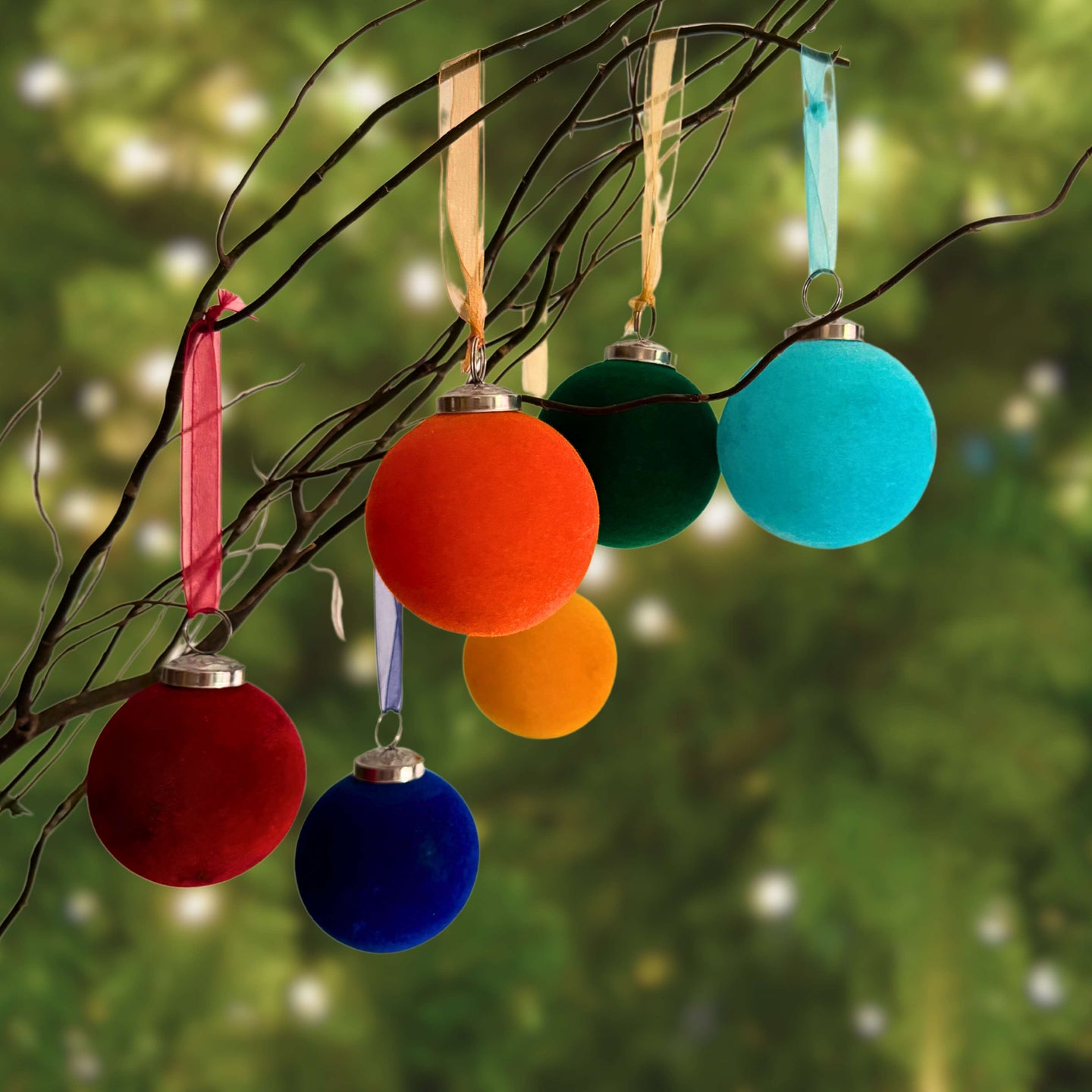 Velvet Splendor: Set of 6 Christmas Ball Ornaments