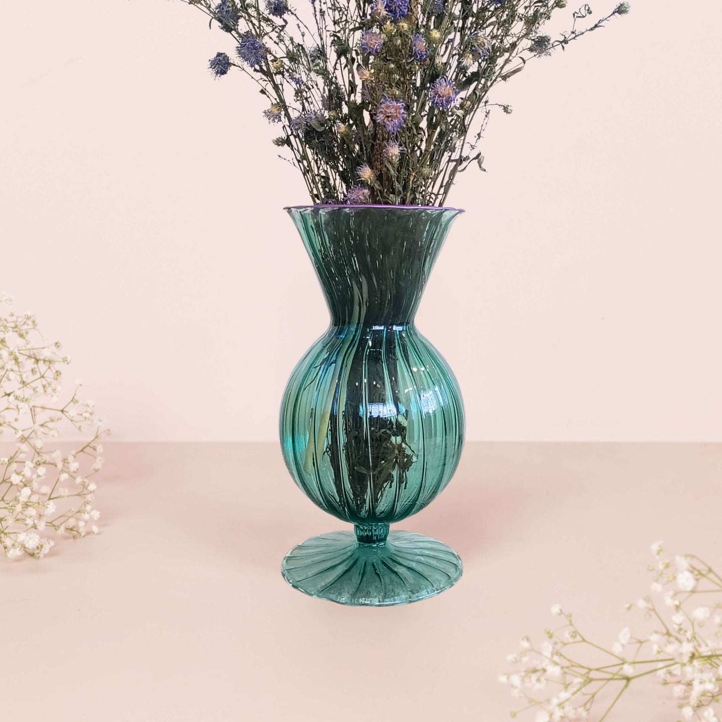 Swirly Shirley Green Glass Flower vase