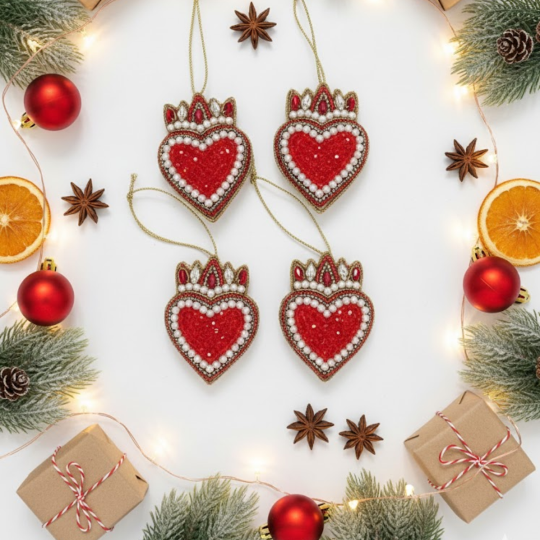 The Sacred Heart Beaded Ornament Set