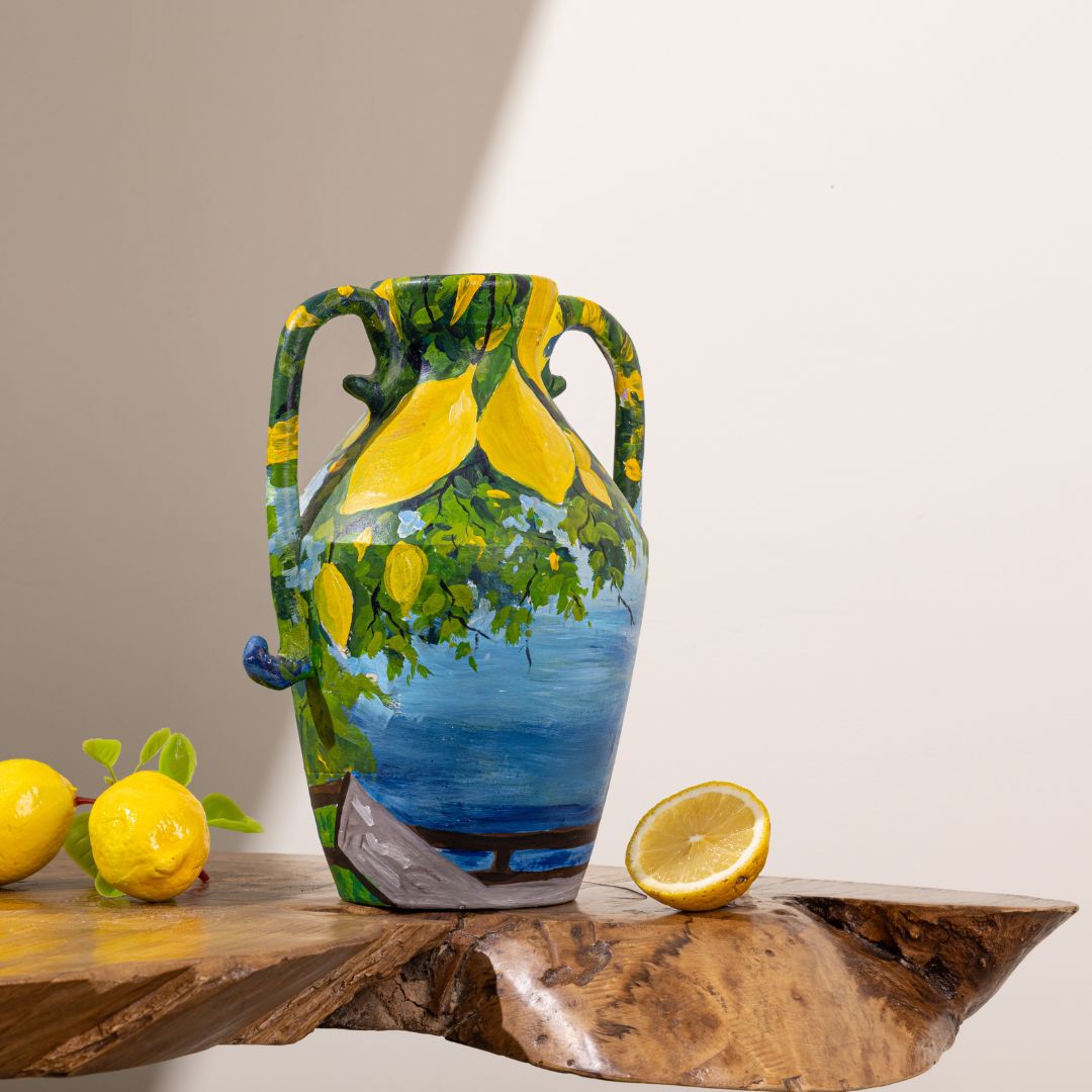 Amalfi - Hand painted Terracotta Flower Vase