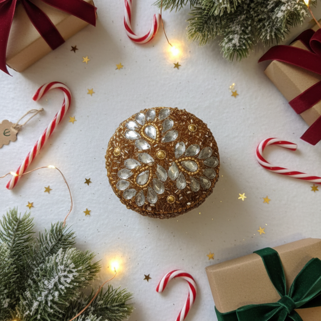 Opulent Golden Beaded Accessories Box