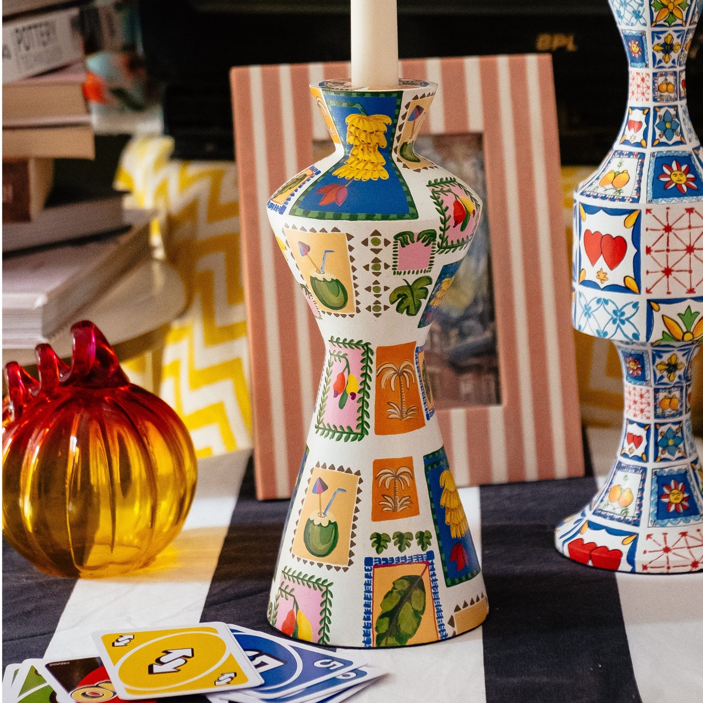 Island Dreams: Hand-Painted Candle Stand