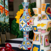 Load image into Gallery viewer, Mediterranean Tiles: Hand-Painted Candle Stand
