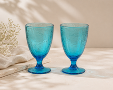 Load image into Gallery viewer, Aqua Ripple Glass Goblet - Set of 2
