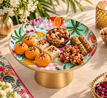 Load image into Gallery viewer, The Tropical Patchwork Pedestal Platter
