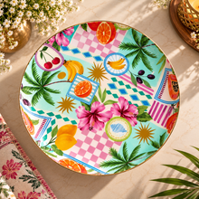 Load image into Gallery viewer, The Tropical Patchwork Pedestal Platter
