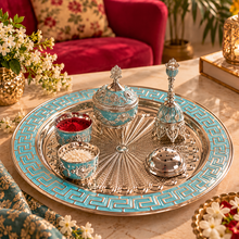 Load image into Gallery viewer, The Turquoise Royale Pooja Thali Set ( 7 Pc Set )
