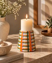 Load image into Gallery viewer, The Citrus-Plaid Pillar Candle Holder
