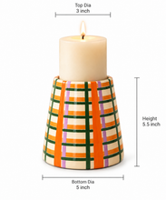Load image into Gallery viewer, The Citrus-Plaid Pillar Candle Holder
