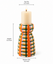 Load image into Gallery viewer, The Citrus-Plaid Taper Candle Holder
